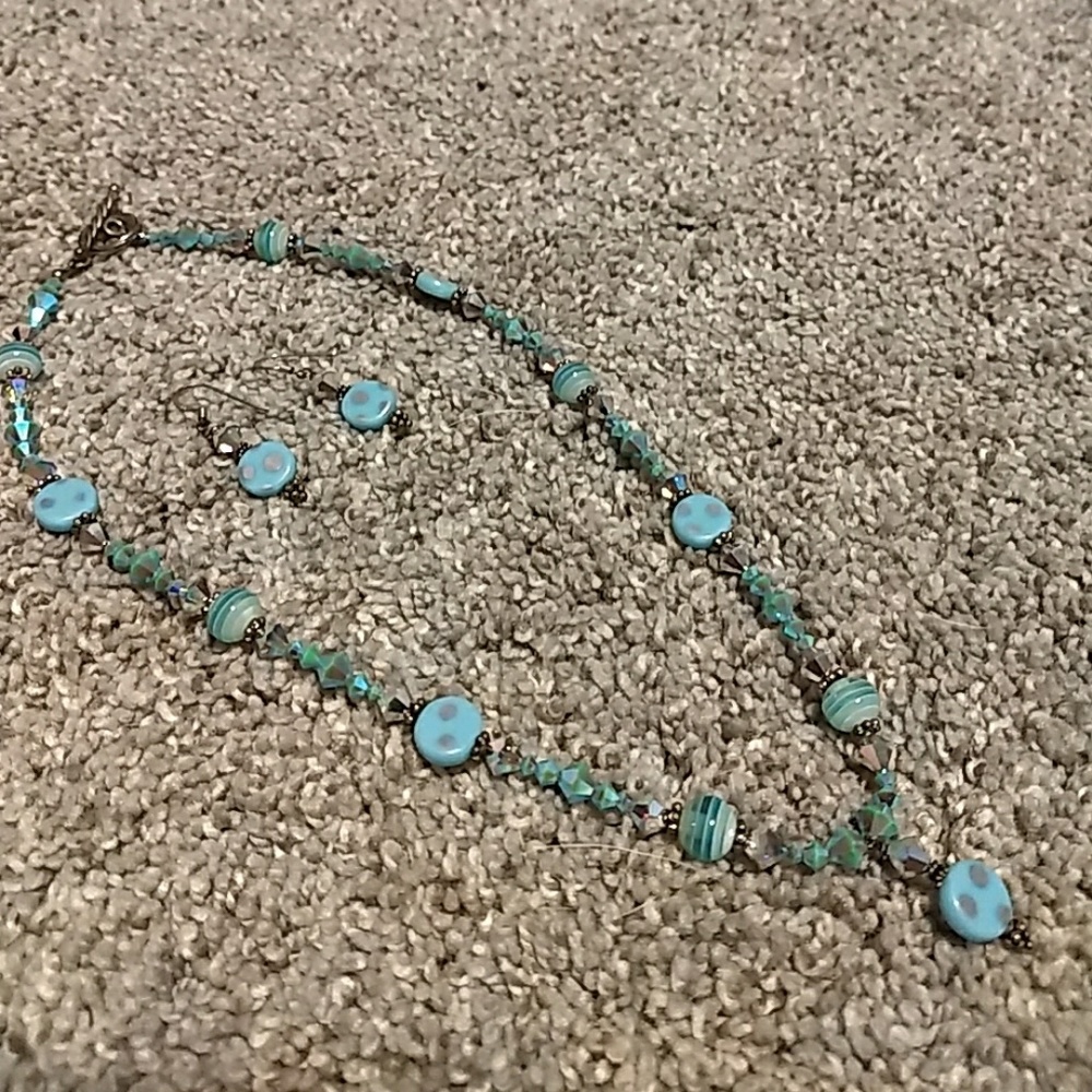 Swarovski and silver necklace and earrings set